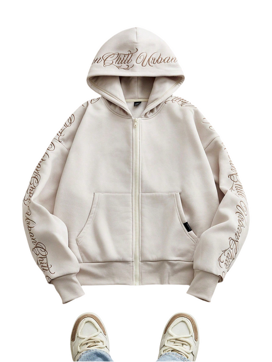 Embroidered Long Sleeve Hooded Sweatshirt