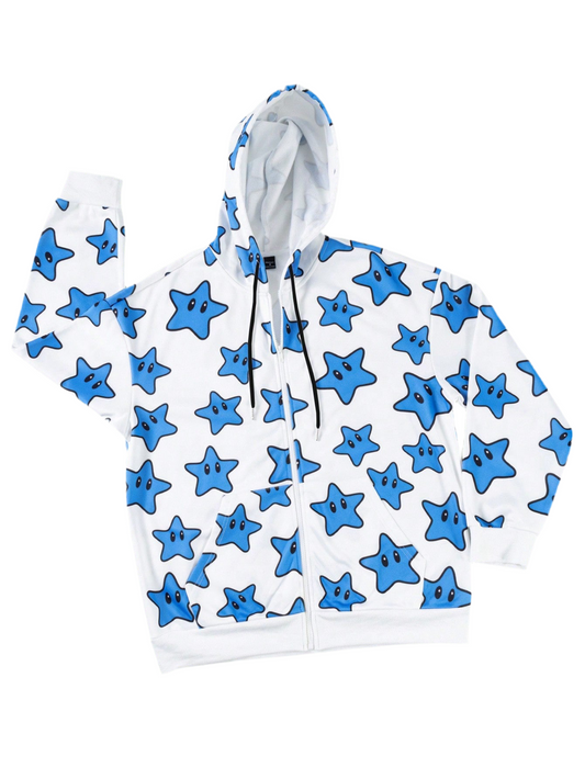 Blue Star Print Hoodie