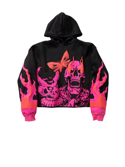 Skull Flower Embroidery Pullover